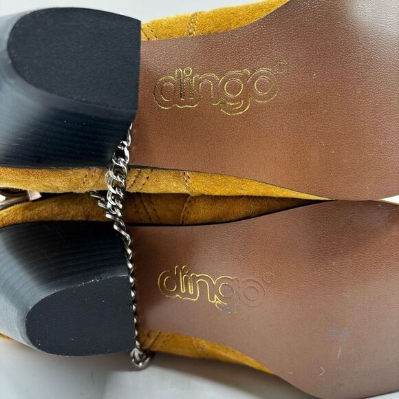 Dingo Western Leather Cowboy Boots With Gemstone Strap & Chain Brown Size 7.5 - Picture 7 of 8